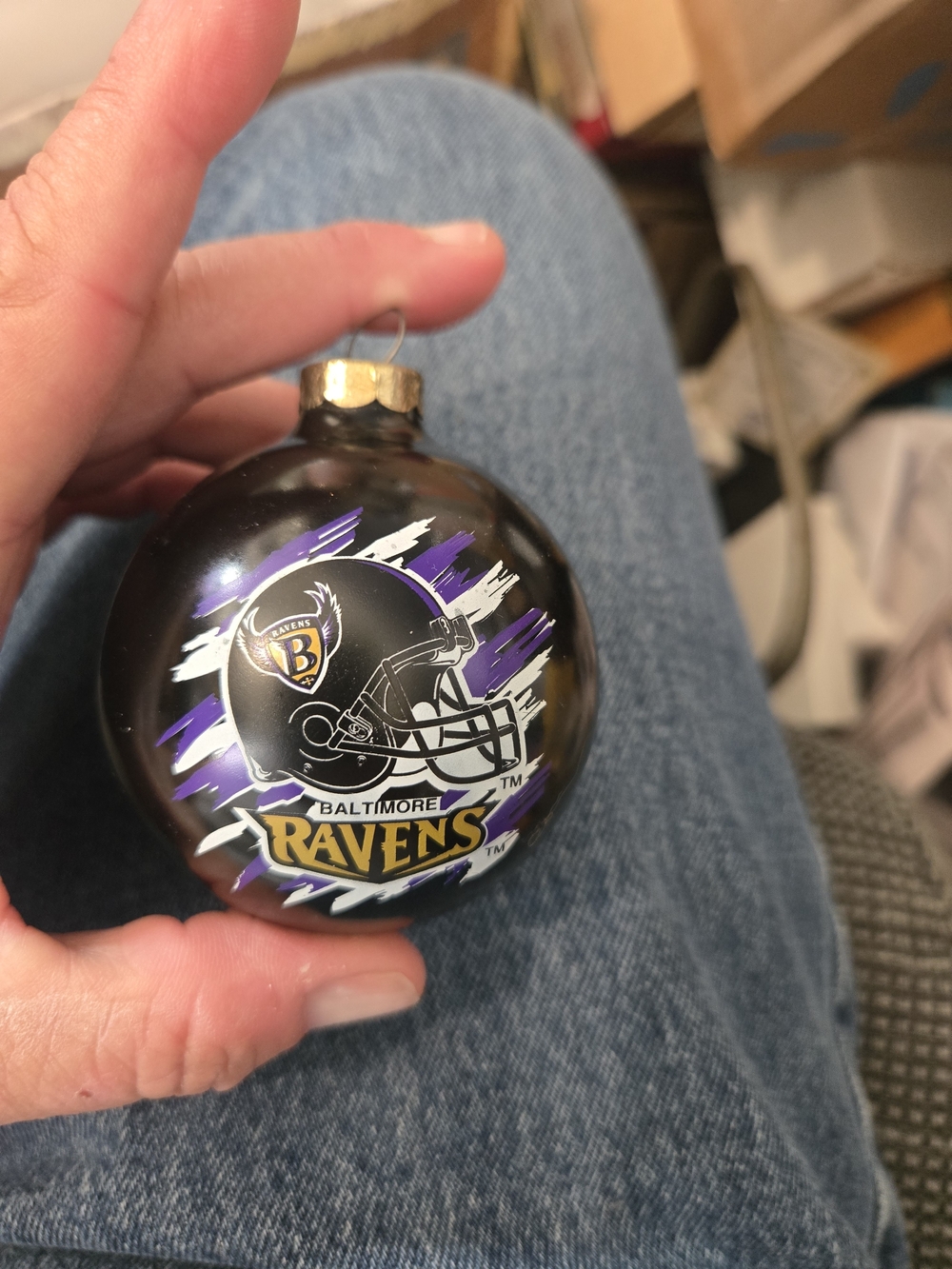 NFL Baltimore Ravens Black and Purple Glass Ornament